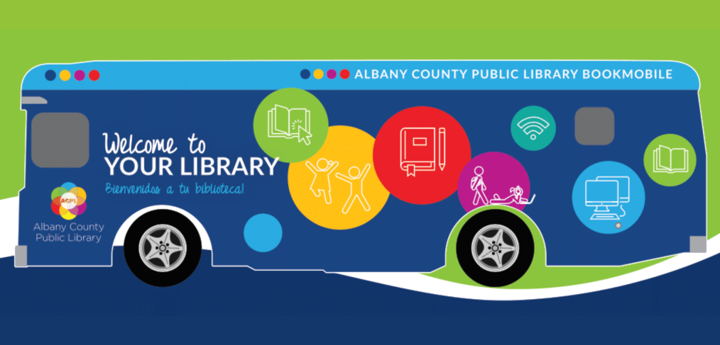 Graphic of the Albany County Public Library bookmobile