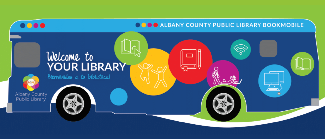 Graphic of the Albany County Public Library bookmobile