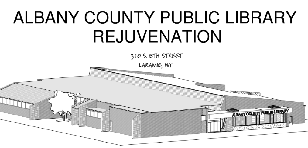 Line art graphic of 2025 Albany County Public Library renovation